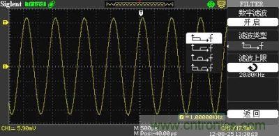 1KHz信號(hào) ，打開數(shù)字濾波，測(cè)量值為1KHz