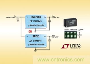 全集成型負(fù)輸出、升壓或降壓-升壓型µModule 轉(zhuǎn)換器可提供高達(dá)700mA