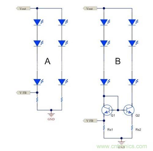 電流鏡 (B) 可針對(duì)簡(jiǎn)單電阻器電流調(diào)節(jié) (A) 提供各種優(yōu)勢(shì)。
