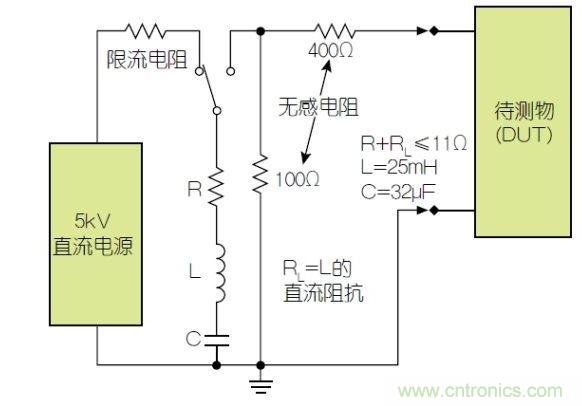 除顫器測試配置(注意較大電容)。