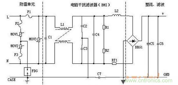 輸入濾波、整流回路原理圖