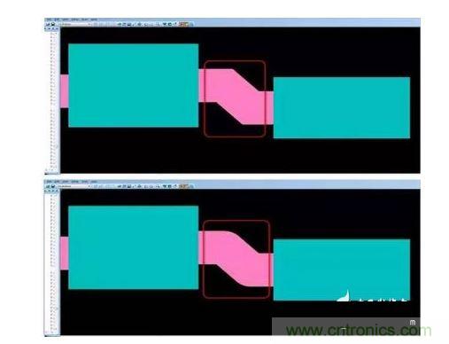 有效的PCB 設(shè)計工具會自動考慮用于繪制形狀的線型，以計算準(zhǔn)確的線條寬度，幫助您輕松創(chuàng)建尖拐角。