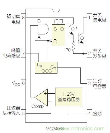 圖2：MC34063是該電路核心。