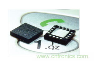  MEMS加速度計，封裝尺寸為4mm × 4mm × 1.45mm。